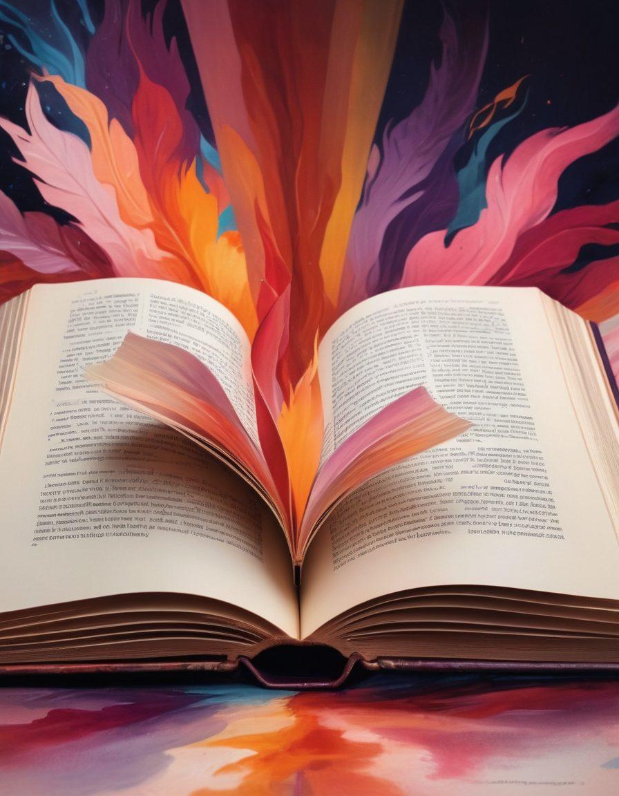 A sensual and artistic depiction of an open book filled with vibrant illustrations symbolizing sex education and adult entertainment. Soft lighting highlights the pages, and the background features subtle, abstract shapes that hint at intimacy and connection. Include diverse figures engaging in respectful dialogue and education about sexuality. The overall tone is tasteful and empowering. painting. vibrant colors. soft focus.